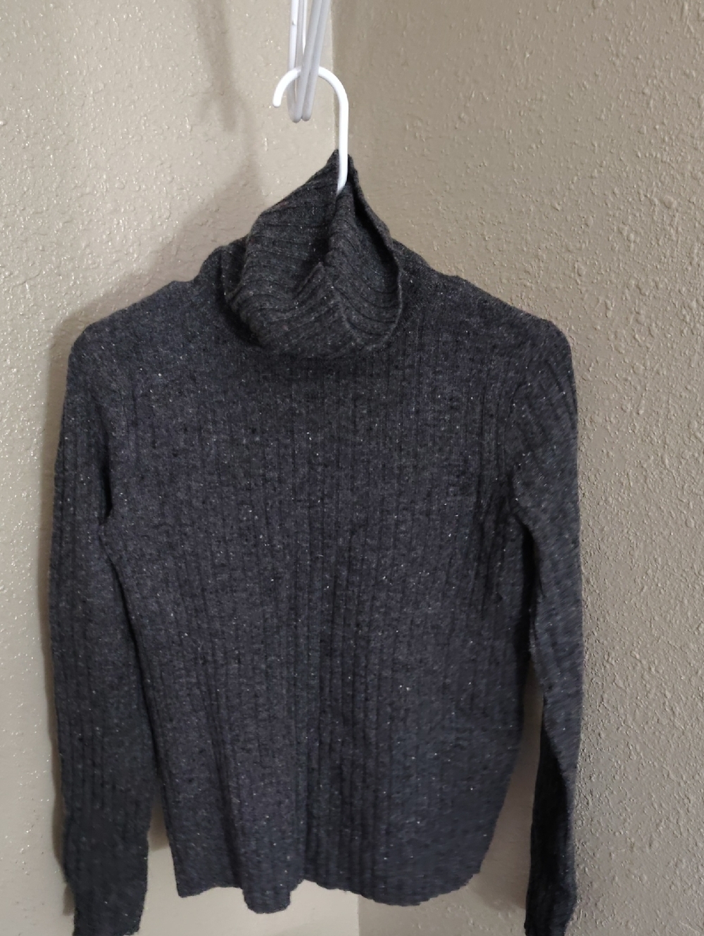 Garnet Hill Charcoal Ribbed Turtleneck Sweater